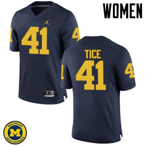 Women's Michigan #41 Ryan Tice Navy Alumni Jersey 838220-362