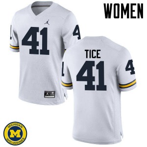 Women Michigan #41 Ryan Tice White Football Jersey 673860-742
