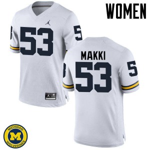 Womens Wolverines #53 Salim Makki White Official Jerseys 410992-650