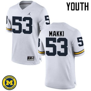 Youth Michigan #53 Salim Makki White NCAA Jerseys 740645-138