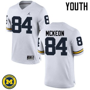 Youth Michigan #84 Sean McKeon White College Jersey 184875-225