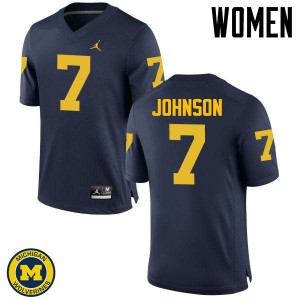 Womens University of Michigan #7 Shelton Johnson Navy College Jersey 433969-919
