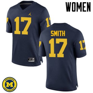 Women's Wolverines #17 Simeon Smith Navy Embroidery Jerseys 308143-688