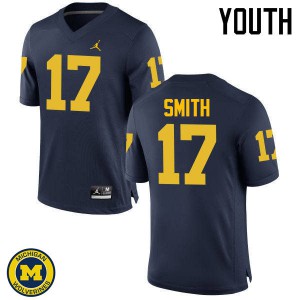 Youth Michigan #17 Simeon Smith Navy University Jersey 951962-444