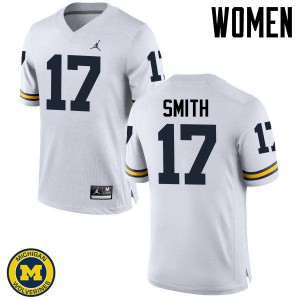 Women Michigan Wolverines #17 Simeon Smith White Stitched Jersey 285218-364