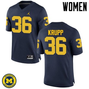 Women's Michigan Wolverines #36 Taylor Krupp Navy Stitched Jersey 970983-878