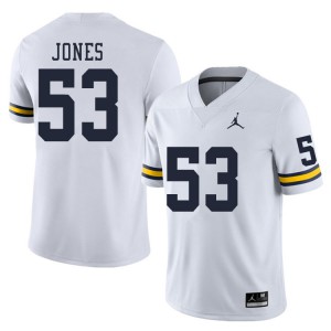 Men University of Michigan #53 Trente Jones White Football Jersey 893688-235