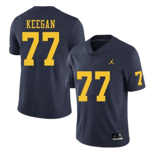 Men's University of Michigan #77 Trevor Keegan Navy Player Jerseys 167855-767