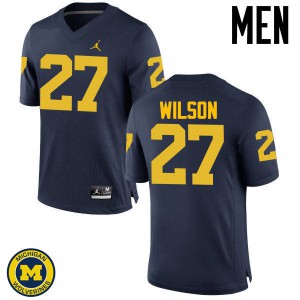 Men Michigan #27 Tru Wilson Navy Stitch Jersey 365104-316