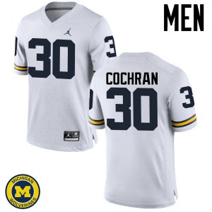 Men's University of Michigan #30 Tyler Cochran White Official Jersey 485599-654