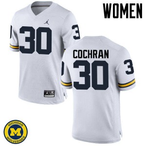 Women's Michigan #30 Tyler Cochran White Embroidery Jerseys 993982-987