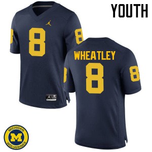 Youth University of Michigan #8 Tyrone Wheatley Navy NCAA Jerseys 848864-678