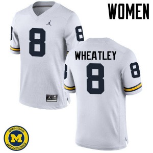 Women's Michigan Wolverines #8 Tyrone Wheatley White Football Jersey 719436-832