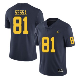 Mens University of Michigan #81 Will Sessa Navy College Jerseys 410018-403