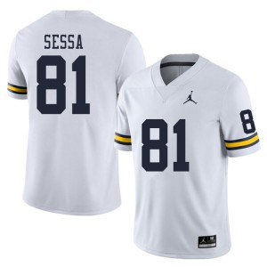 Mens University of Michigan #81 Will Sessa White Stitch Jersey 512837-424