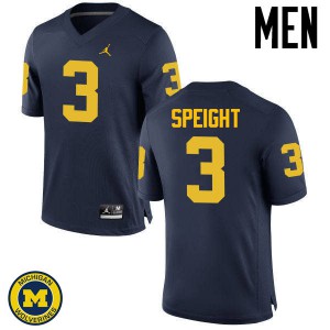 Men University of Michigan #3 Wilton Speight Navy Official Jersey 846538-959