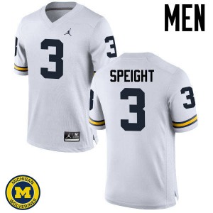 Men's Wolverines #3 Wilton Speight White Embroidery Jerseys 525724-457