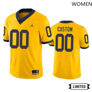 Women Michigan #00 Custom Yellow Jordan Brand Stitch Jerseys 779510-515