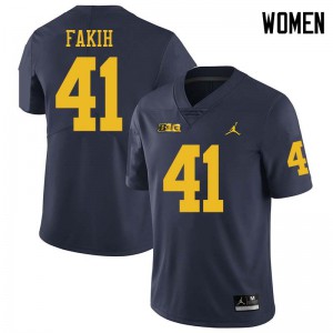 Women Wolverines #41 Adam Fakih Navy Jordan Brand Player Jerseys 402489-778