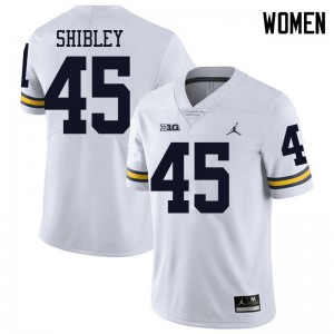 Women Michigan #45 Adam Shibley White Jordan Brand College Jerseys 413200-693