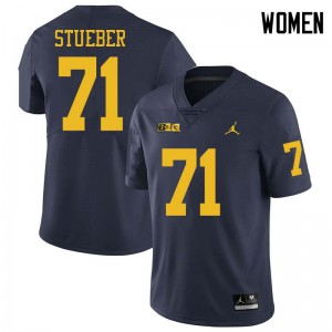 Women Michigan Wolverines #71 Andrew Stueber Navy Jordan Brand High School Jerseys 489830-114