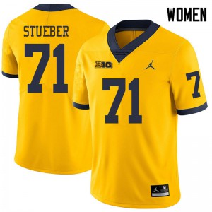 Women University of Michigan #71 Andrew Stueber Yellow Jordan Brand Stitch Jersey 915427-554