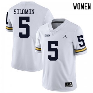 Women Michigan Wolverines #5 Aubrey Solomon White Jordan Brand College Jersey 380972-813
