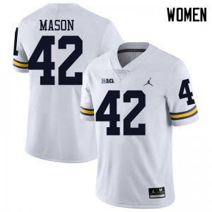 Womens Michigan Wolverines #42 Ben Mason White Jordan Brand Stitched Jersey 427296-591