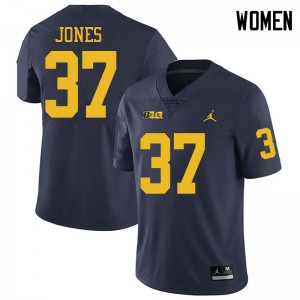 Womens Michigan Wolverines #37 Bradford Jones Navy Jordan Brand Official Jersey 771146-923