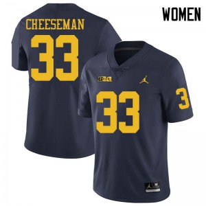 Womens Michigan #33 Camaron Cheeseman Navy Jordan Brand High School Jerseys 306871-825