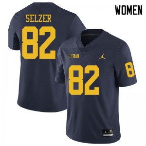 Women's Michigan #82 Carter Selzer Navy Jordan Brand Alumni Jersey 951937-454