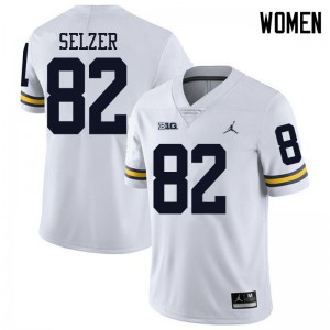 Womens University of Michigan #82 Carter Selzer White Jordan Brand NCAA Jersey 132914-230