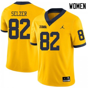 Women Michigan Wolverines #82 Carter Selzer Yellow Jordan Brand Official Jersey 425391-715