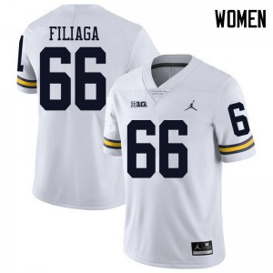 Women's Michigan #66 Chuck Filiaga White Jordan Brand Football Jerseys 748810-172