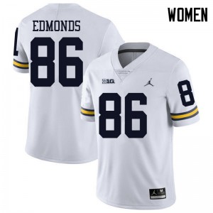 Women Wolverines #86 Conner Edmonds White Jordan Brand Stitched Jersey 532174-795