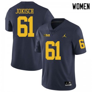 Womens Michigan Wolverines #61 Dan Jokisch Navy Jordan Brand Embroidery Jerseys 825357-601