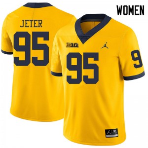 Women's Wolverines #95 Donovan Jeter Yellow Jordan Brand Official Jersey 838872-622