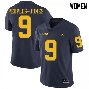 Women's University of Michigan #9 Donovan Peoples-Jones Navy Jordan Brand Player Jerseys 349935-576