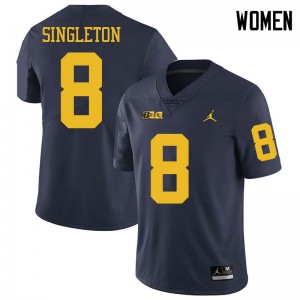 Women Michigan #8 Drew Singleton Navy Jordan Brand Stitch Jerseys 341445-807