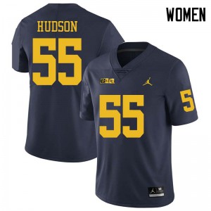 Womens Michigan #55 James Hudson Navy Jordan Brand Football Jersey 113504-632