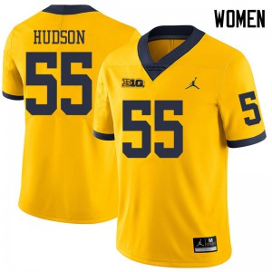 Women Michigan #55 James Hudson Yellow Jordan Brand NCAA Jerseys 413552-870
