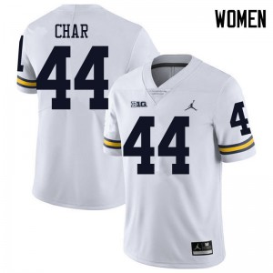 Womens Michigan Wolverines #44 Jared Char White Jordan Brand Stitch Jerseys 989361-386
