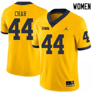 Women Michigan #44 Jared Char Yellow Jordan Brand High School Jerseys 712939-580