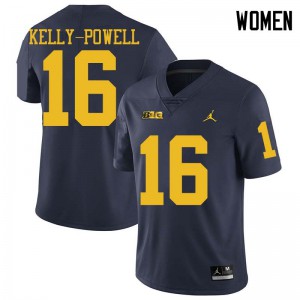 Womens Michigan #16 Jaylen Kelly-Powell Navy Jordan Brand Embroidery Jerseys 494264-601