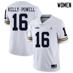 Womens Michigan Wolverines #16 Jaylen Kelly-Powell White Jordan Brand Stitch Jerseys 524832-148