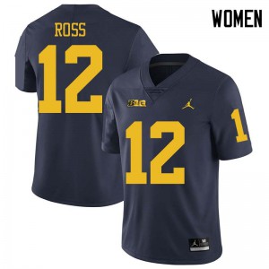 Womens Michigan Wolverines #12 Josh Ross Navy Jordan Brand Alumni Jersey 697984-217