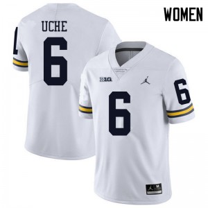 Women Michigan #6 Josh Uche White Jordan Brand NCAA Jersey 304717-632