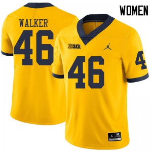 Women's University of Michigan #46 Kareem Walker Yellow Jordan Brand NCAA Jerseys 207710-914