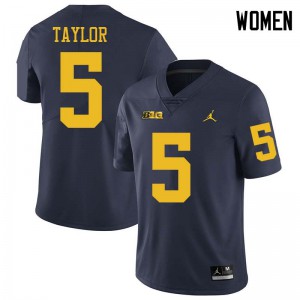 Womens Michigan Wolverines #5 Kurt Taylor Navy Jordan Brand Stitched Jersey 977747-897