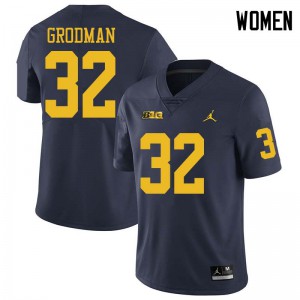 Womens Michigan Wolverines #32 Louis Grodman Navy Jordan Brand High School Jerseys 329414-548
